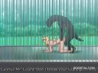 Gjoksmadhe anime adolescent kuçkë gozhdohem i vështirë nga bishë në the zoo