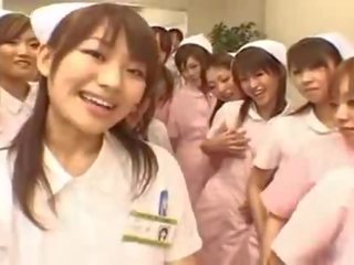 Asia nurses enjoy xxx movie on top